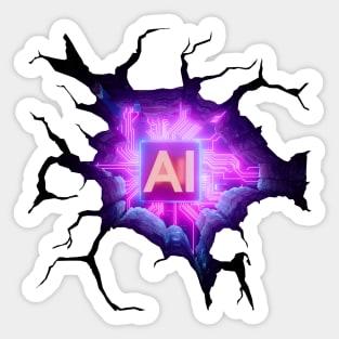 Artificial Intelligence Heart Anamorphic Illusion Sticker